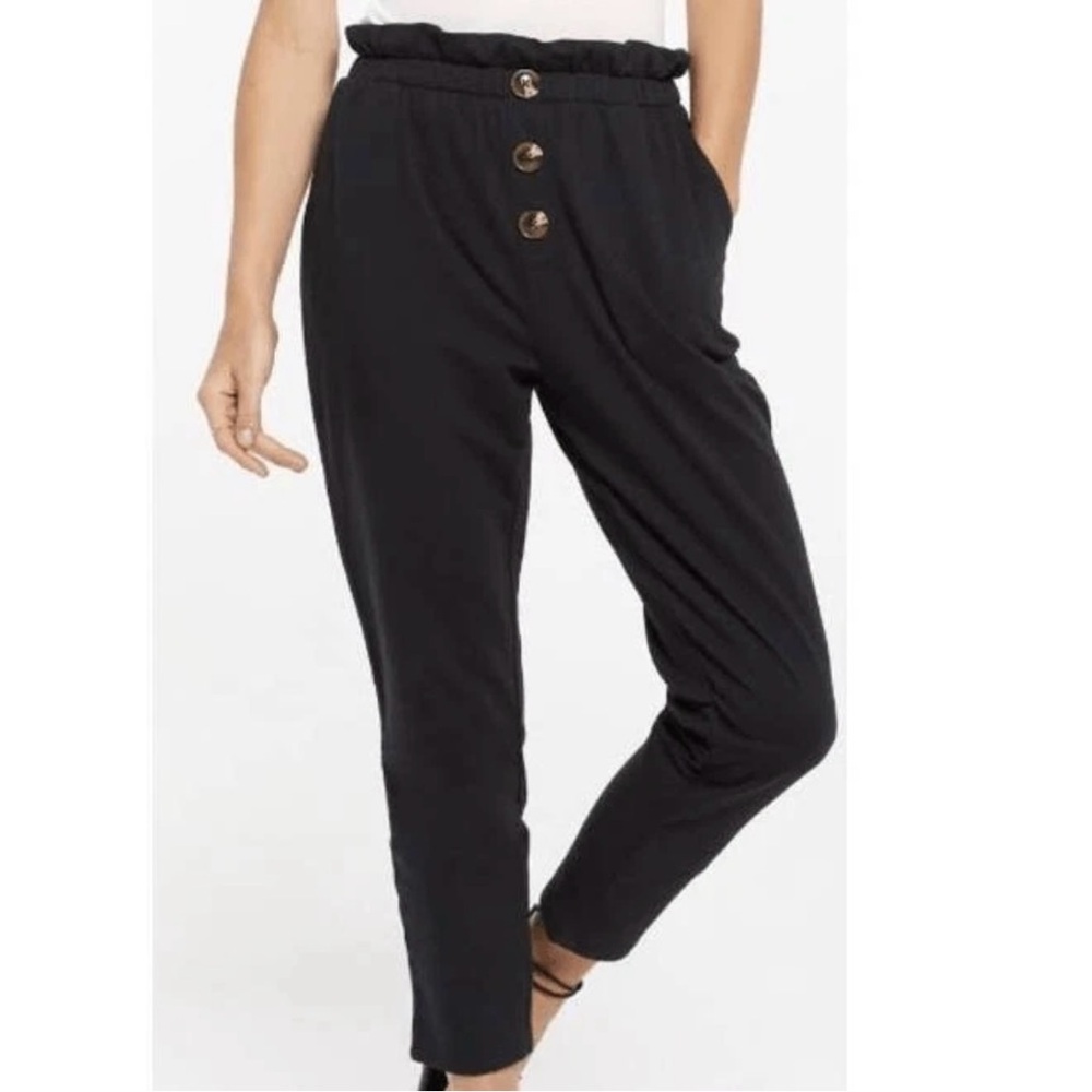 Z Supply Revolve The Brixton Jogger Black Buttoned Ankle Sweatpants Small NWT